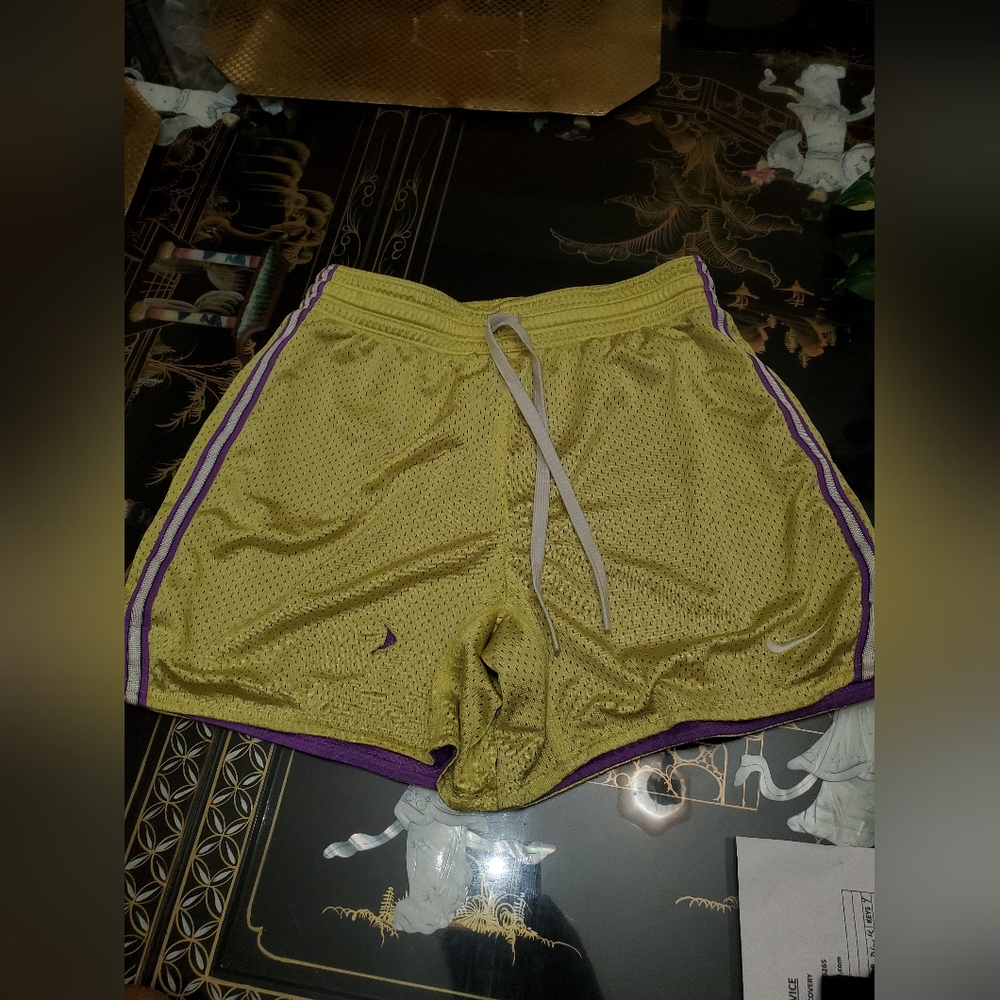 Nike Yellow and Purple Athletic Shorts